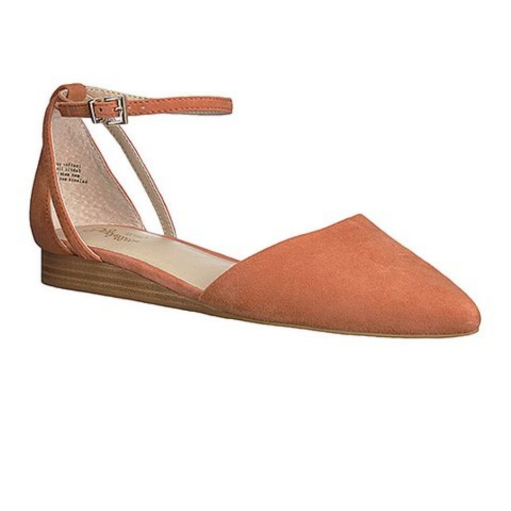 Seychelles Plateau Suede D'orsay Flats Peach Sz 7